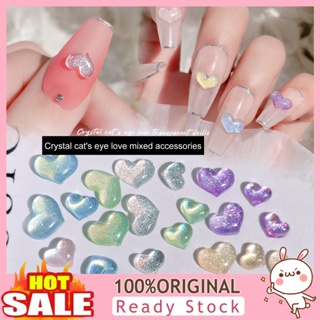 [B_398] 100Pcs/Bag Nail Art Decor Flatback Three-dimensional Mix Size Fine Flash Mini Heart Shape Faux Diamond Nail Charm Nail Salon Supply