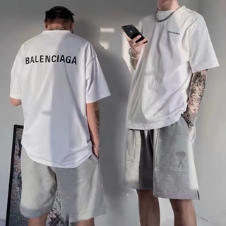 Balenciaga เสื้อยืดแขนสั้น พิมพ์ลายโลโก้ตัวอักษร คลาสสิก เหมาะกับฤดูร้อน สําหรับผู้ชาย และผู้หญิง
