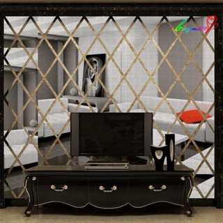 【AG】Rhombus Mirror Wall Sticker DIY Background Splicing Decal Living Home Decor