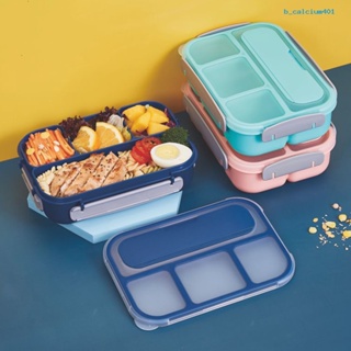 Calciwj Food Storage Box Large Capacity Compartment Buckle Closure 4 Grids Children Snack Fruit