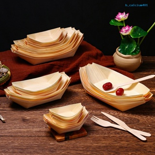Calciwj 50Pcs Sushi Tray Food Grade Convenient Creative Disposable Paper Boat Shape Dessert Snack