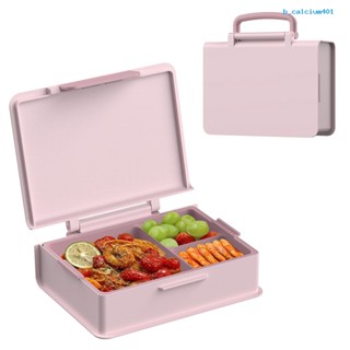 Calciwj Bento Box with Lock Closure Good Sealing Leakproof 3-Compartment Design Large Capacity