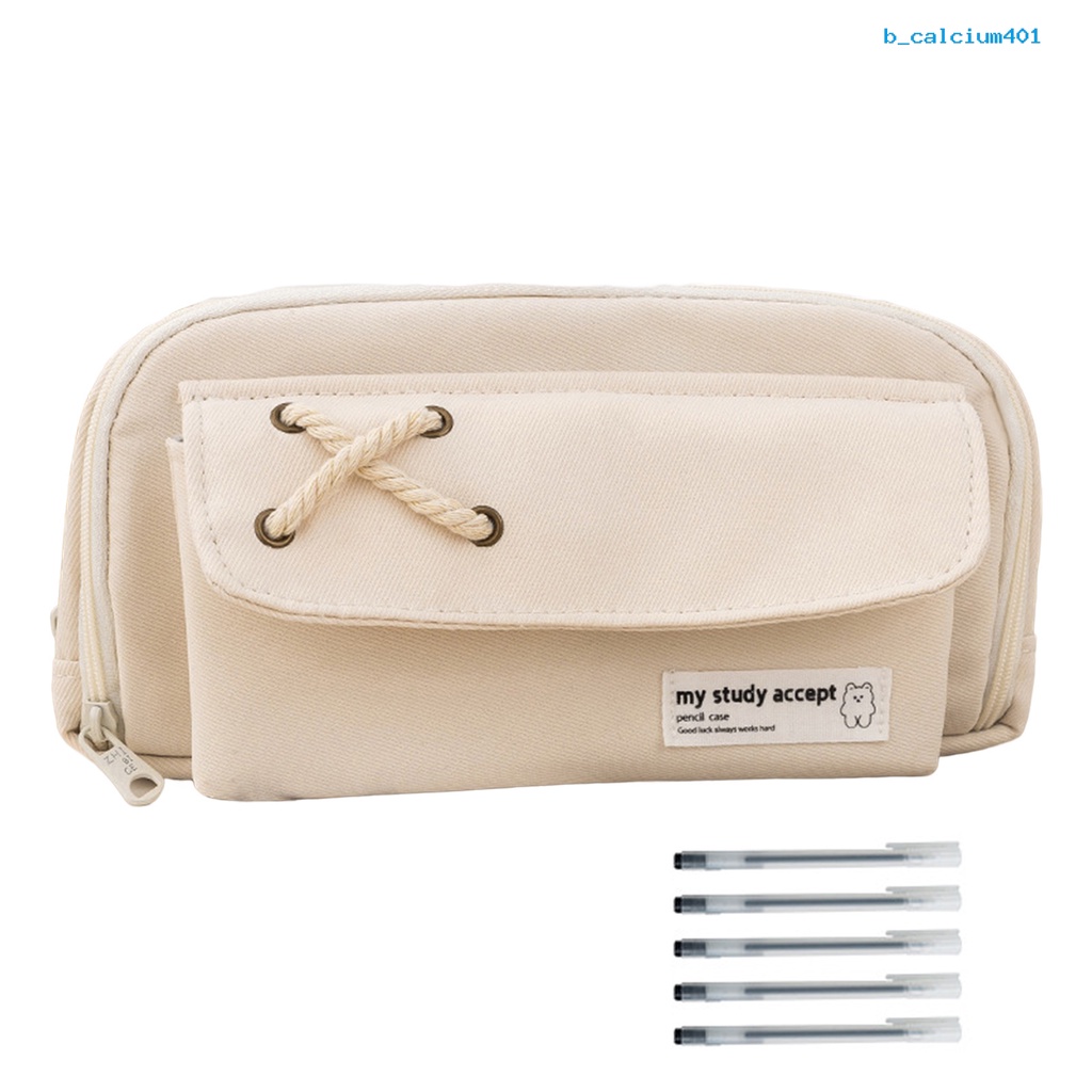 calciwj-1-set-pen-storage-bag-with-zipper-large-capacity-wear-resistant-makeup-brush