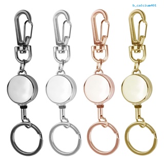 Calciwj 3Pcs Badge Reel Key Ring Retractable Heavy Duty Portable ID Card Keys Anti-lost