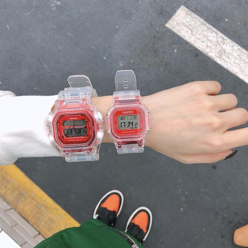 ins-tiktok-เวอร์ชั่นเกาหลีสไตล์เรียบง่าย-beirsute-นาฬิกาข้อมืออิเล็กทรอนิกส์โปร่งใสกันน้ำ