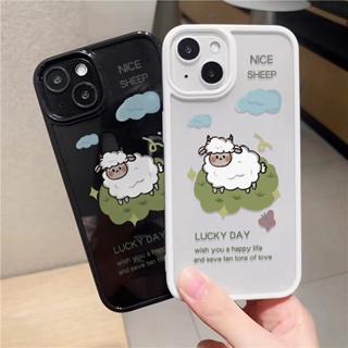 เคสโทรศัพท์มือถืออะคริลิคใส แบบแข็ง ลายแกะน่ารัก สําหรับ iphone 14promax 11 13 12 7Plus 8 X XS Max