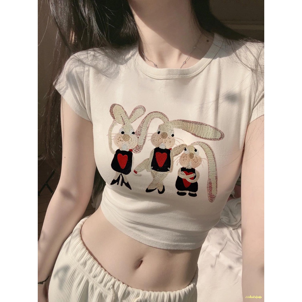 พร้อมส่ง-spice-girl-navel-cropped-top-เสื้อยืดแขนสั้นพิมพ์ลายผู้หญิง