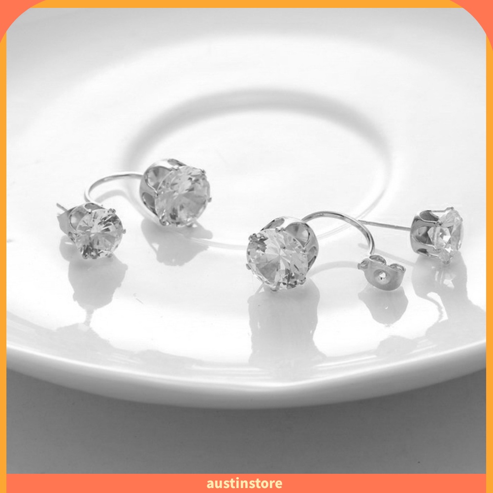 เครื่องประดับผู้หญิงดับเบิล-cubic-zirconia-ต่างหูแจ็คเก็ต