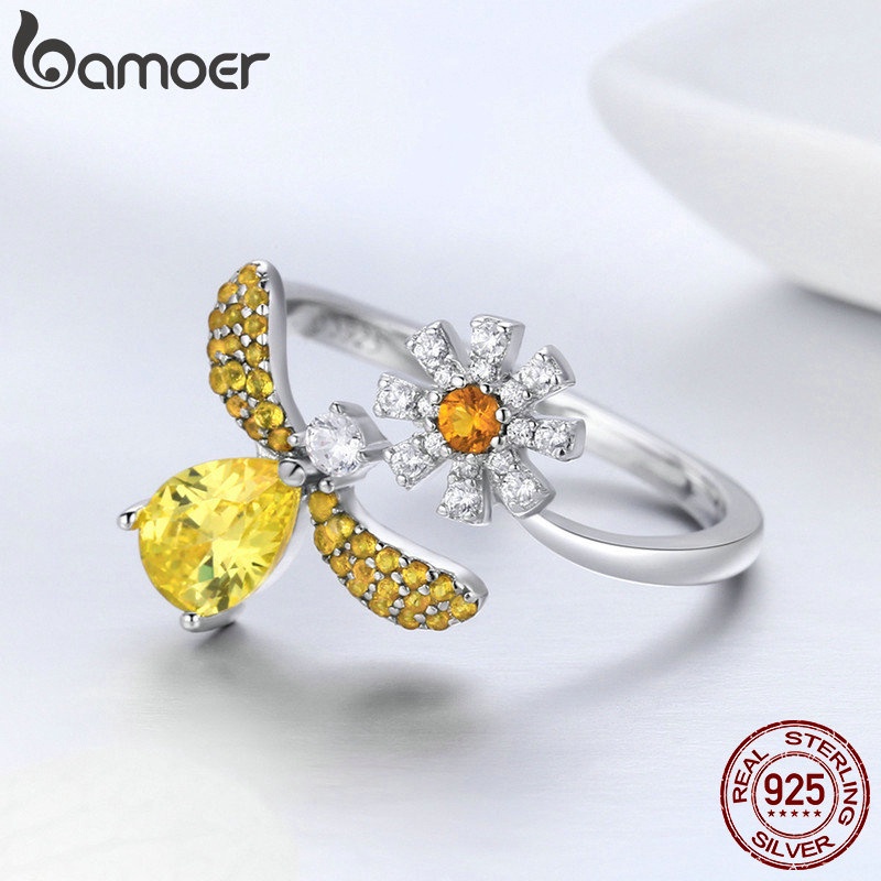 bamoer-925-แฟชั่นแหวนผึ้งสีเงิน