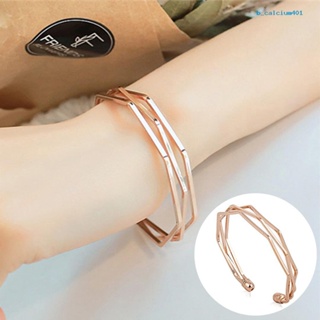 Calciumsp Fashion Women Multi Layers Geometry Shape Open End Bangle Bracelet Wrist Jewelry