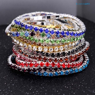 Calciumsp Luxury Women Single Row Full Rhinestone Inlaid Bracelet Elastic Bangle Jewelry