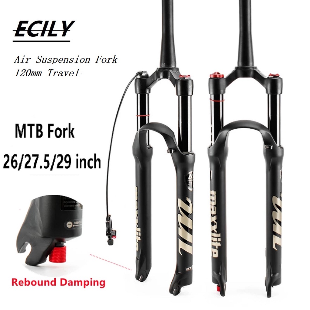 ECILY 26 27.5 29 Inch MTB Air Suspension Fork 120mm Travel Mountain Bike Front Fork With Damping Rebound Adjust Straight Shopee Thailand