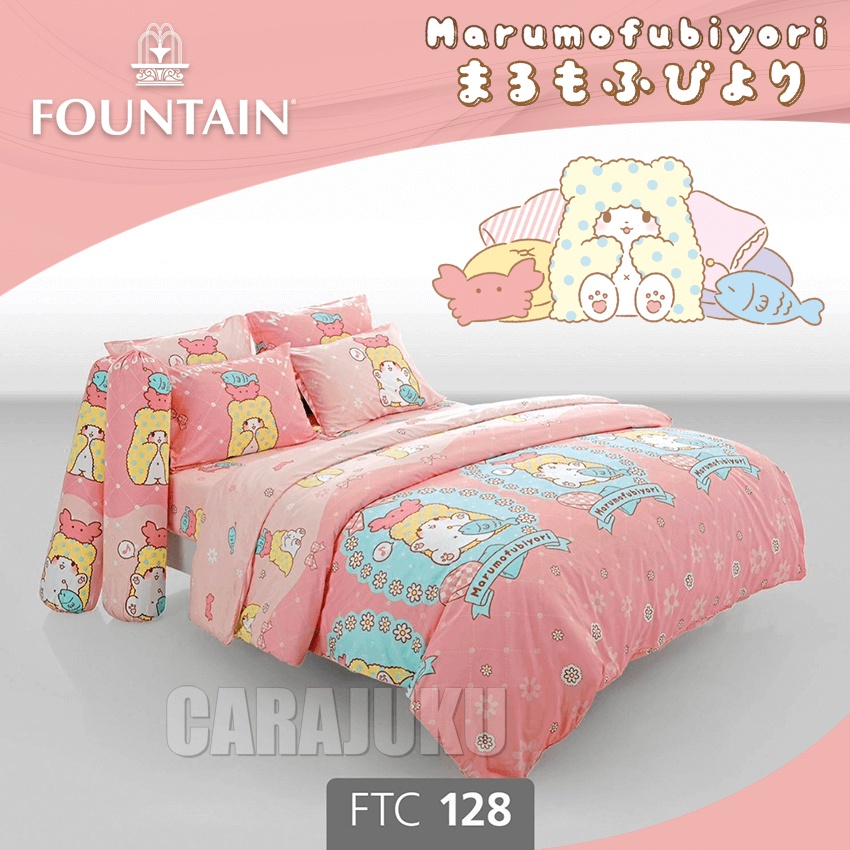 fountain-ชุดผ้าปูที่นอน-ม็อปปุ-marumofubiyori-moppu-ftc128-สีชมพู-ฟาวเท่น-ชุดเครื่องนอน-ผ้าปู-ผ้าปูเตียง-ผ้านวม