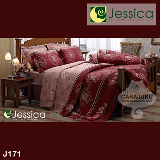 JESSICA ชุดผ้าปูที่นอน พิมพ์ลาย Graphic J171 สีแดง #เจสสิกา ชุดเครื่องนอน ผ้าปู ผ้าปูเตียง ผ้านวม ผ้าห่ม กราฟิก