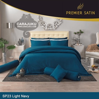 PREMIER SATIN ชุดผ้าปูที่นอน สีน้ำเงิน Light Navy SP23 #ซาติน สีน้ำเงินกรมท่า ชุดเครื่องนอนเตียง ผ้านวม สีพื้น