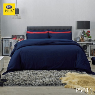 SATIN PLUS ชุดผ้าปูที่นอน สีน้ำเงินกรมท่า NAVY BLUE PS011 #ซาติน ชุดเครื่องนอน ผ้าปู ผ้าปูเตียง ผ้านวม ผ้าห่ม สีพื้น