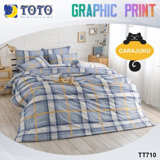 TOTO ชุดผ้าปูที่นอน ลายกราฟฟิก Graphic TT710 สีน้ำเงิน #โตโต้ ชุดเครื่องนอน ผ้าปู ผ้าปูเตียง ผ้านวม กราฟฟิก