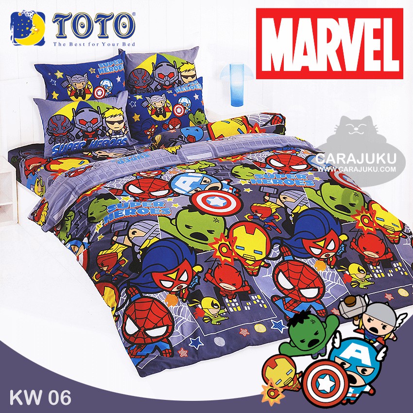 toto-ชุดผ้าปูที่นอน-มาร์เวล-คาวาอิ-marvel-kawaii-kw06-โตโต้-ชุดเครื่องนอน-ผ้าปู-ผ้าปูเตียง-ผ้านวม-ผ้าห่ม-avengers