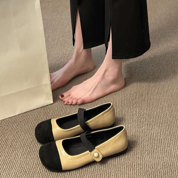 รองเท้าเดี่ยวแบนผู้หญิง-2023-ฤดูร้อนสไตล์ใหม่รองเท้าบีนนี่หอมขนาดเล็กตอนเย็นฝรั่งเศสเย็นอ่อนโยนกับกระโปรงรองเท้าแมรี่เจน
