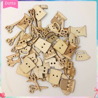 (dottam) กระดุมไม้ รูปเครื่องมือเย็บผ้าน่ารัก สําหรับตกแต่งสมุดภาพ งานฝีมือ DIY 50 ชิ้น