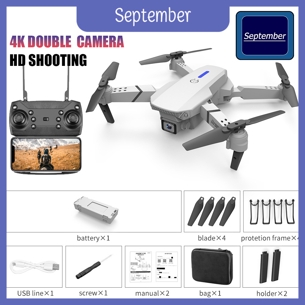 ภาพหน้าปกสินค้าSeptember Drone E88 PRO โดรน 4K HD Shooting โดรนบังคับติดกล้อง กล้องถ่ายภาพทางอากาศ กล้องคู่ โดรนไร้สา ถ่ายภาพ เครื่องบินบังคับ จากร้าน b_september410.th บน Shopee