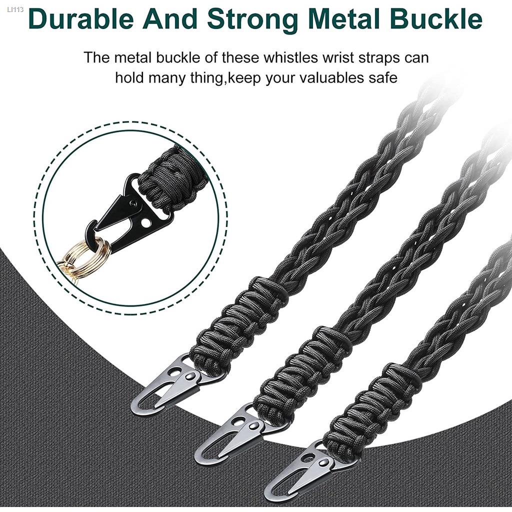 thumbnail image 2 of Heavy Duty Paracord Lanyard With Whistle – 22" Braided 550 Neck Strap, Extends To 80", Luminous Green, 2-Pack 2 of 10