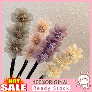 [B_398] Convenient Simple All-match Meatball Hairpin Lady Elegant Chiffon Flowers Bun Hairband Hair Accessories