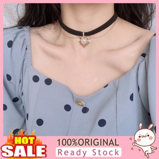 [B_398] Women Heart Pendant Faux Alloy Choker Baroque Necklace for Date