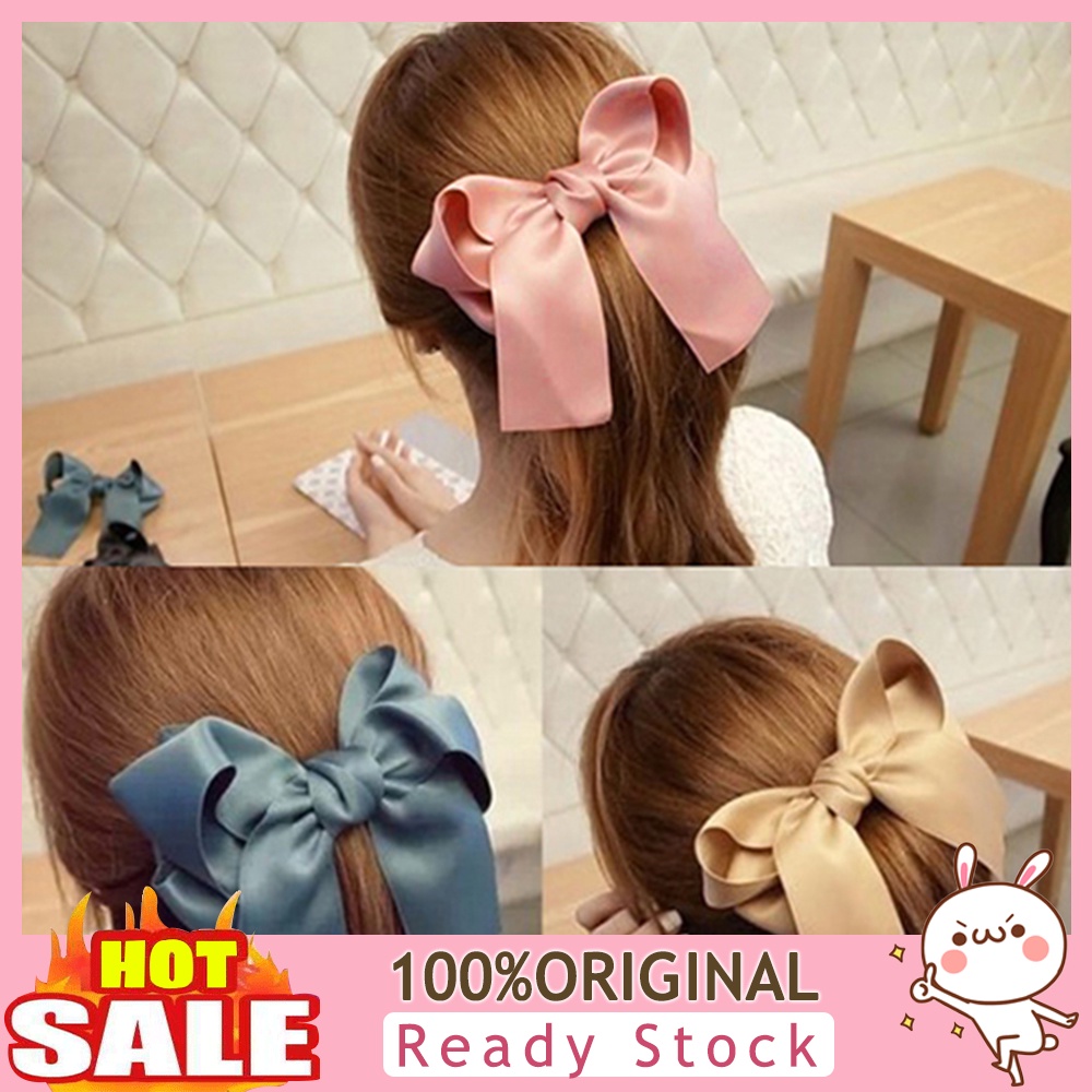 b-398-women-fashion-korean-satin-bowknot-hair-clips-ponytail-holder