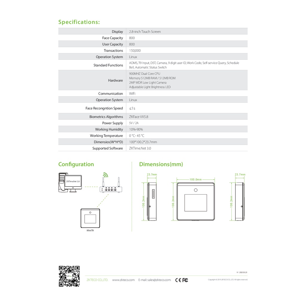 zkteco-minita-time-attendance-เครื่องสแกนใบหน้า-รับประกัน-2-ปี