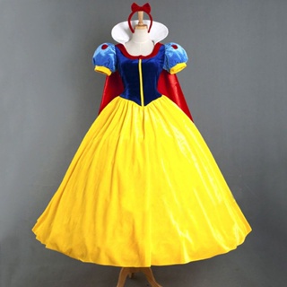 ☌ผู้ใหญ่ Snow White กระโปรงสตรีเครื่องแต่งกายคอสเพลย์ชุดเจ้าหญิงเด็กชุดวันหยุด