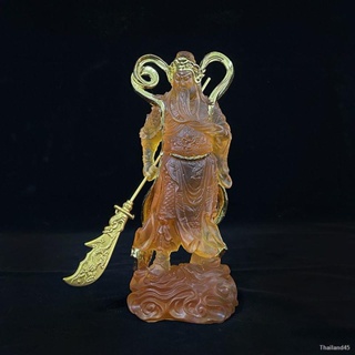 ☁☼☑Wei Tuo Jialan พระโพธิสัตว์รูปปั้นผู้พิทักษ์พระเจ้าน้ำแก้วเรซิ่นวางฟอยล์สีทอง Garan พระพุทธรูปตกแต่ง Guan Gong Jialan