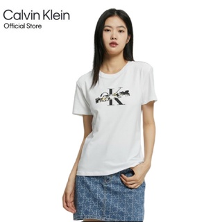 Calvin Klein เสื้อยืดผู้หญิง ทรง Slim รุ่น J220168 YAF - สีขาว