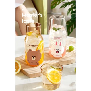 🥛กระบอกน้ำ🥤Line Friends ใหม่แก้วแก้วน้ำใช้ในบ้านชุดกาต้มน้ำเย็น R1BQ