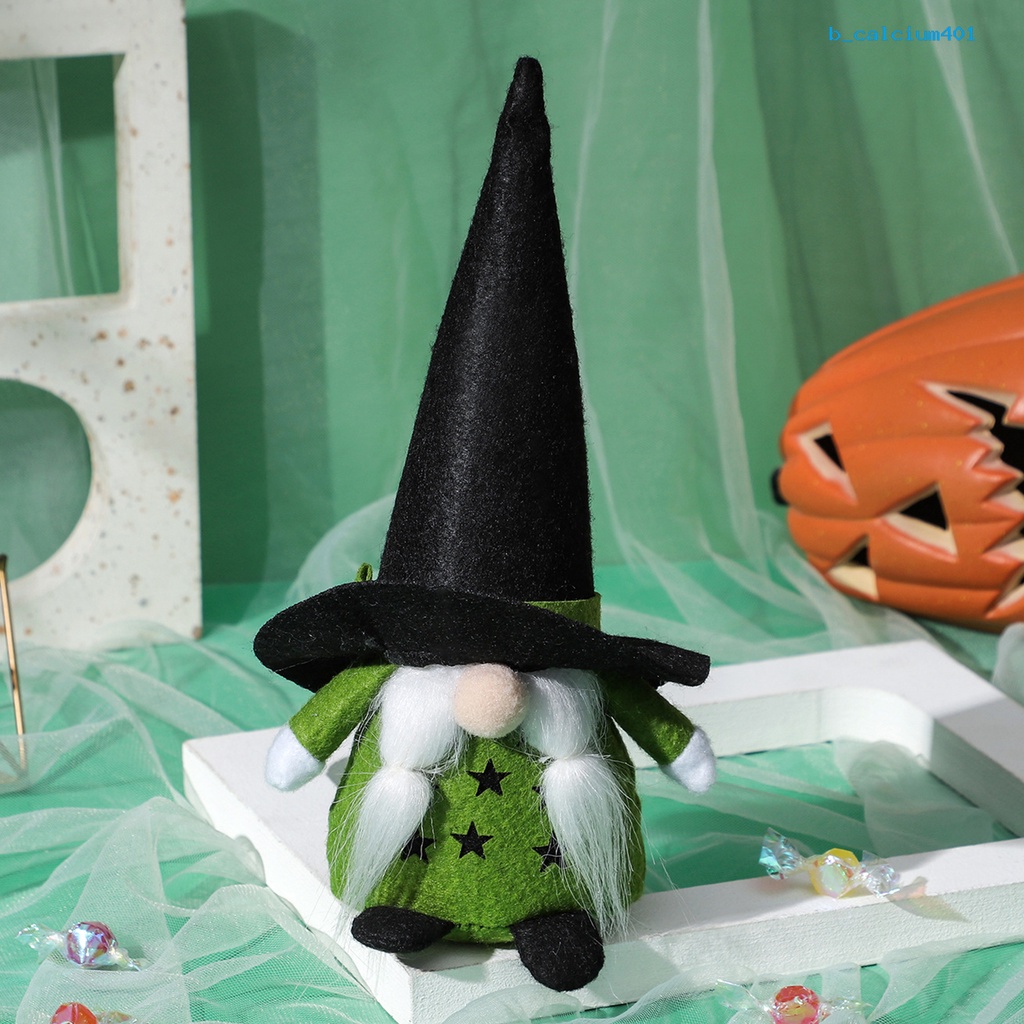 calcium-halloween-faceless-doll-handmade-hollow-out-pentagram-pointy-hat-braid-beard-design-gnome-faceless