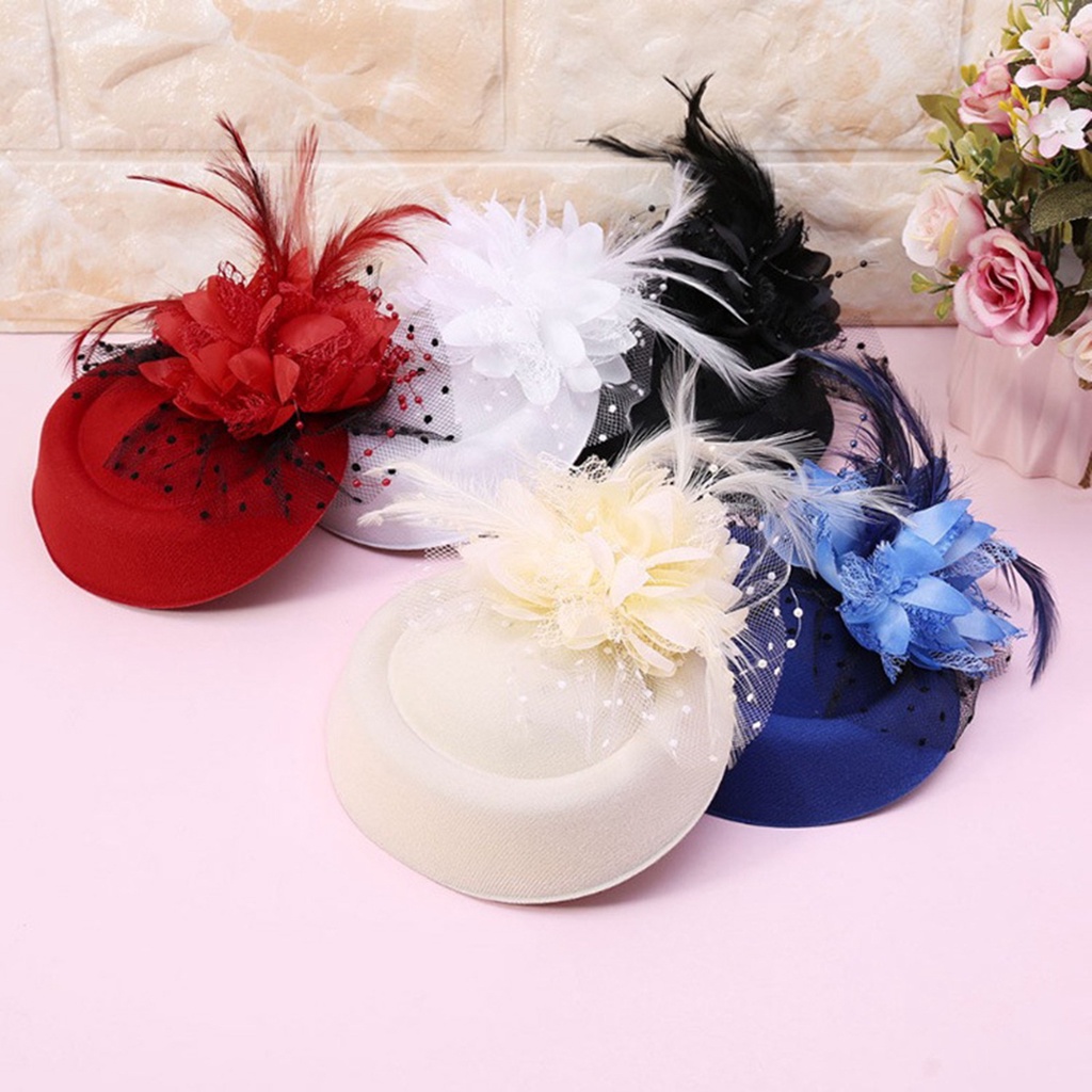 b-398-exquisite-sweet-fascinator-hat-with-hair-clip-decorative-anti-fall-faux-flower-mesh-veil-hat-hair-accessories