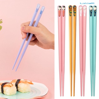 Calciwj 2Pcs Children Chopsticks Chinese Style Non-Slip Cozy Grip Food Grade Cute Cartoon Utensils