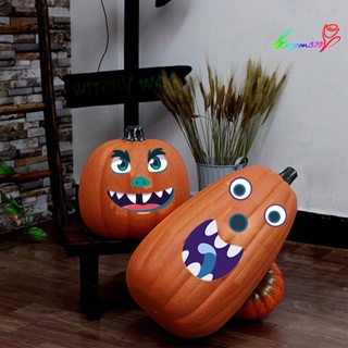 【AG】Decorating Stickers Pumpkin Face Patterns Easy to Stick Paper Bags Decals Halloween Decor