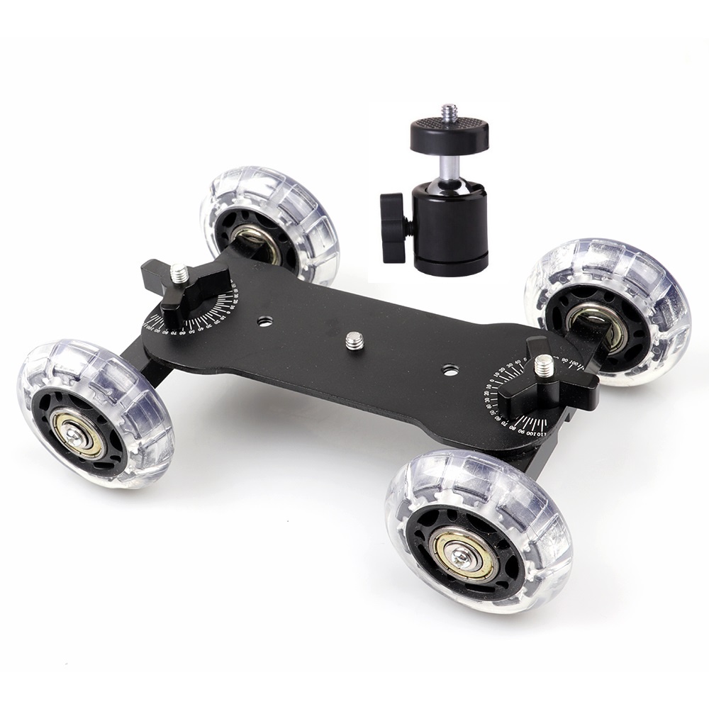 Black Ortable Deskto Camera Dolly Car Tableto Video Slider Rail Track