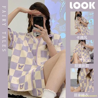 พร้อมส่ง #🔥ชุดนอนกางเกงขาสั้นแขนสั้นผู้หญิงรุ่นใหม่ในชุดเสื้อผ้าบ้าน Kulomi เวอร์ชั่นเกาหลี