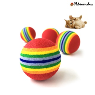[ADRIA]* ของเล่นลูกบอลเคี้ยว ลายทาง สีรุ้ง สําหรับสัตว์เลี้ยง สุนัข แมว