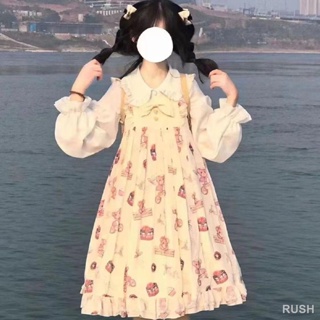 ชุดฤดูร้อนนักเรียนหญิงญี่ปุ่นสาวน้อยสายหวานแบบโลลิต้า + เสื้อคอตุ๊กตาชุด 2 ชิ้น