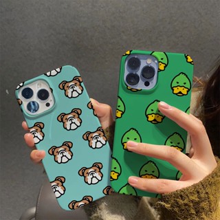 ฟิล์มแข็ง เคส iphone 14promax 11 13 12 7Plus 8 X XS Max บูลด็อก เป็ด เคสกันกระแทก