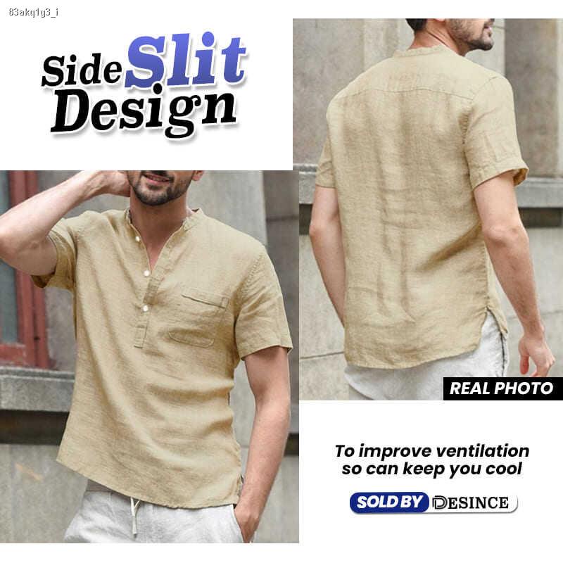 desince-men-shirt-button-top-v-neck-man-kurta-smart-casual-short-sleeve-t-shirt-baju-lelaki-baju-lengan-pendek-mt-0