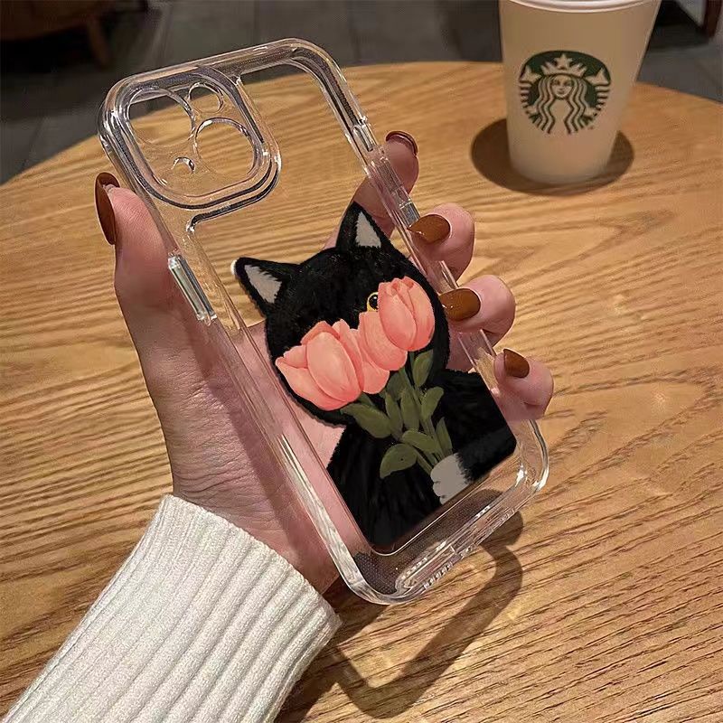 เคสโทรศัพท์มือถือ-apple-sunflower-cat-xr-ดัดแปลง-14pro-ใหม่มูลค่าสูงโปร่งใส-xr-ดัดแปลง-13pro-สุดยอดเคสนิ่ม