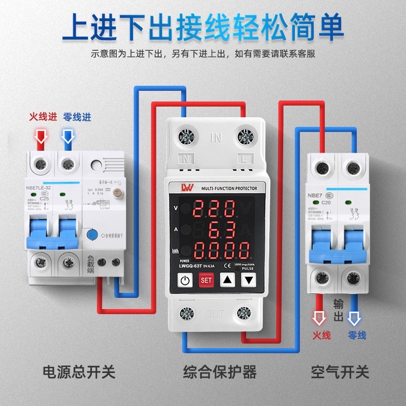 อุปกรณ์ป้องกันไฟเกิน-ไฟตก-กระแสเกิน-1-63a-230v-พร้อมส่งจากไทย