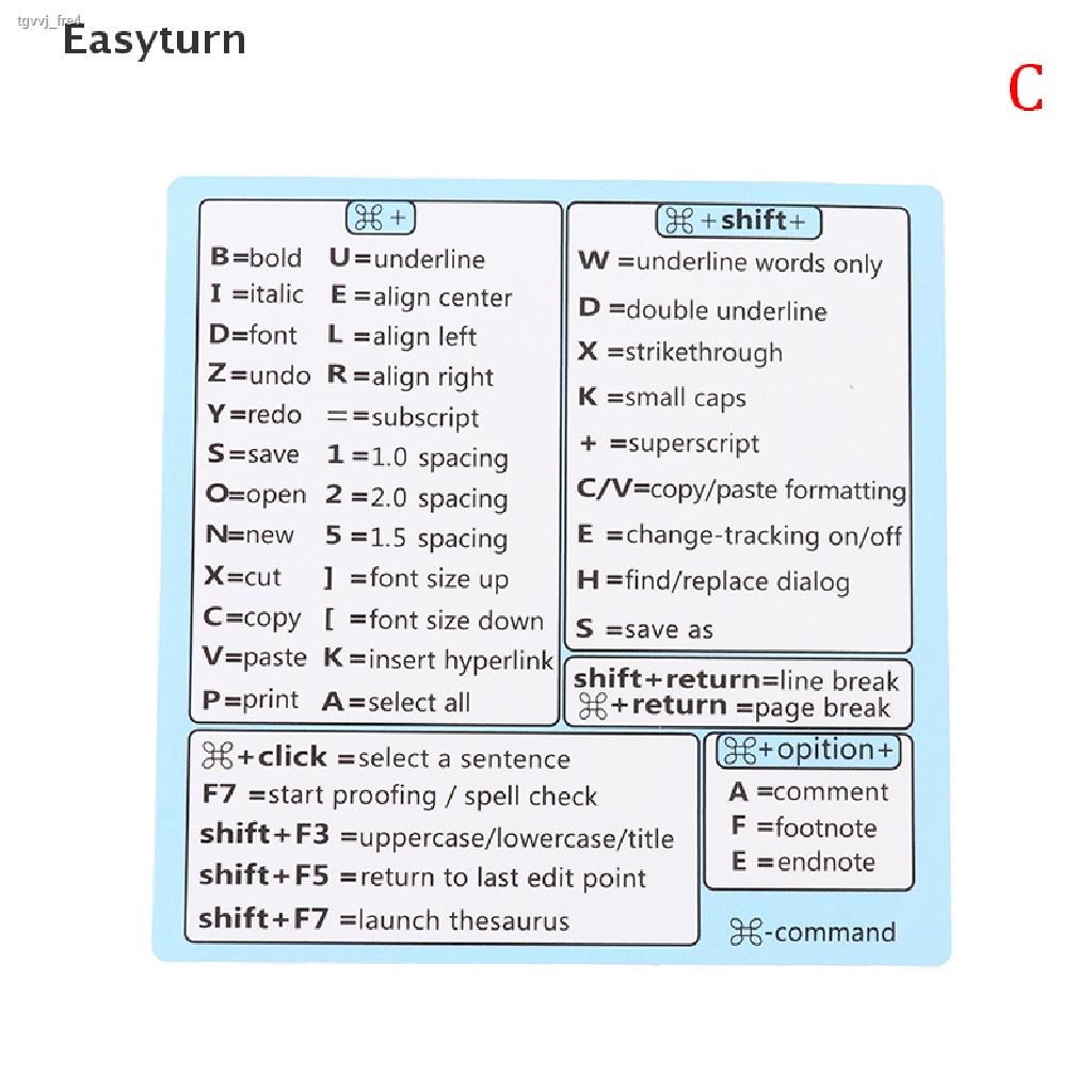 Easyturn Windows PC Reference Keyboard Shortcut Sticker Adhesive for PC ...