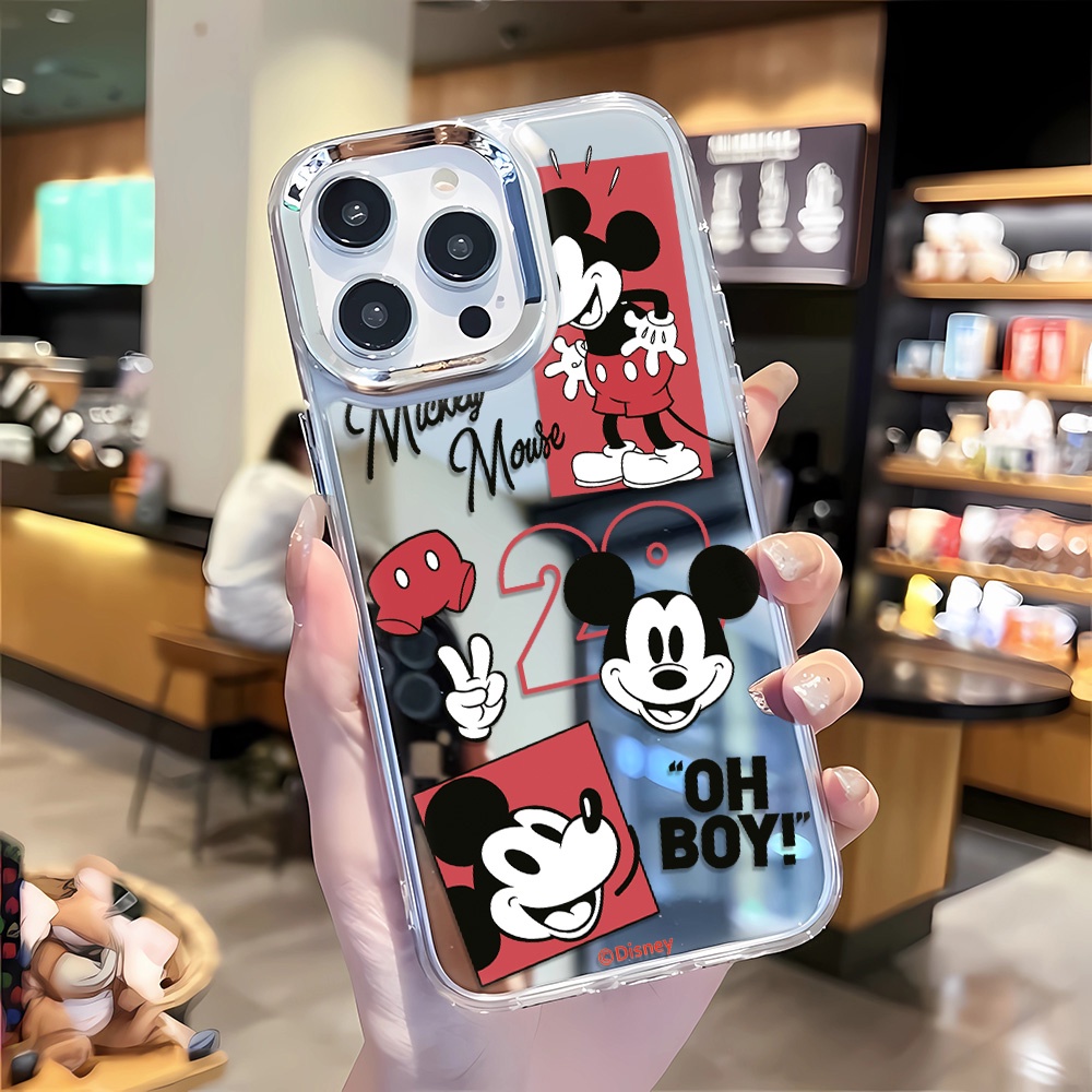 เคสโทรศัพท์มือถือ-กรอบโลหะ-ลายการ์ตูนมิกกี้เมาส์น่ารัก-สําหรับ-iphone-14-pro-max-11-12-13-8-7-plus-x-xr-xsmax