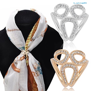 Calciumsp Scarf Buckle Clip Simple Easy Matching Alloy Three-ring Rhinestone Shawl Holder for Shopping