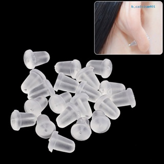 Calciumsp 100Pcs Clear Soft Plastic Earring Findings Back Stoppers Earnuts Safe Tool